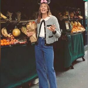 NWT & Other Stories Wool Alpaca Blend Boucle Knit Cardigan in Black